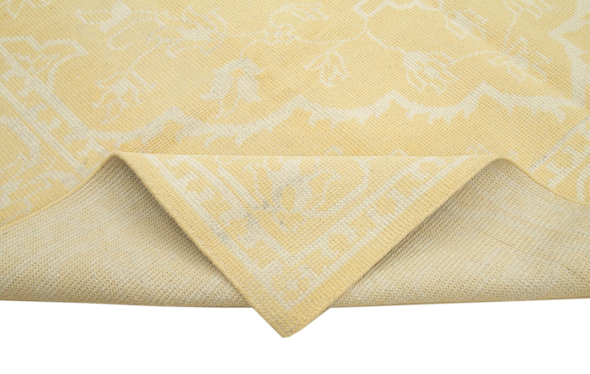 Tebriz Sarı Klasik Pamuk Yün El Dokuma Halısı 243x305 Agacan