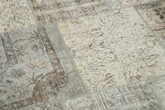 Kırk Yama Gri Patchwork Pamuk Yün El Dokuma Halısı 247x247 Agacan