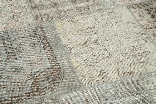 Kırk Yama Gri Patchwork Pamuk Yün El Dokuma Halısı 247x247 Agacan