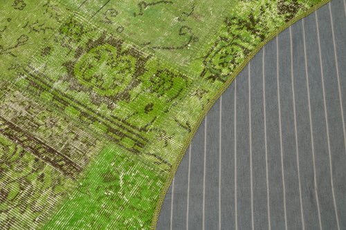 Kırk Yama Yeşil Patchwork Pamuk Yün El Dokuma Halısı 218x218 Agacan