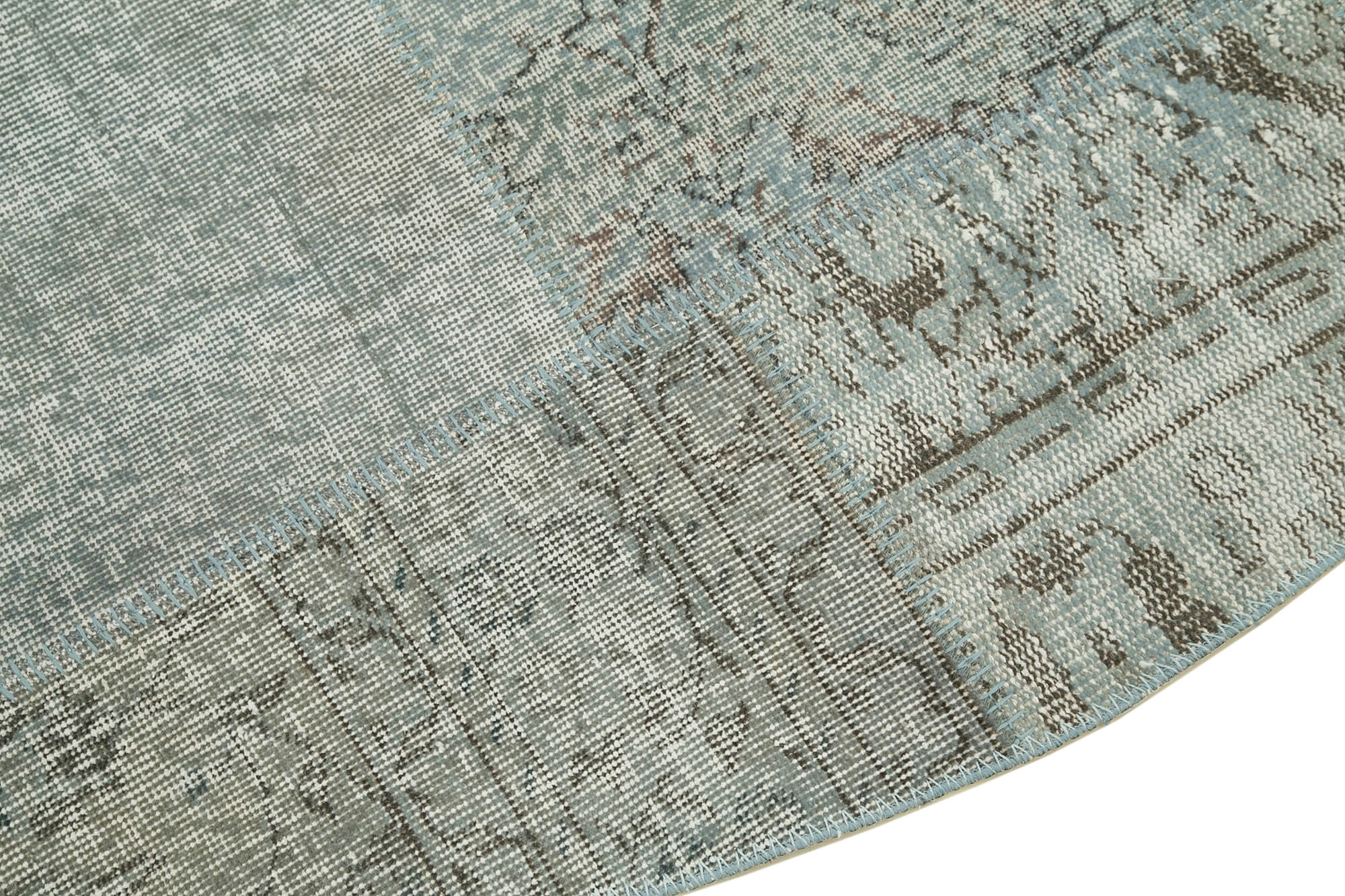 Kırk Yama Mavi Patchwork Pamuk Yün El Dokuma Halısı 217x217 Agacan