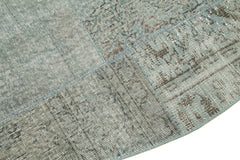 Kırk Yama Mavi Patchwork Pamuk Yün El Dokuma Halısı 217x217 Agacan