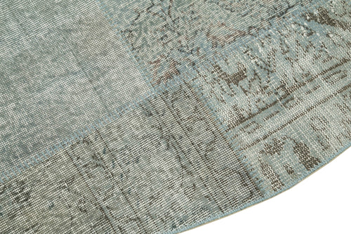 Kırk Yama Mavi Patchwork Pamuk Yün El Dokuma Halısı 217x217 Agacan