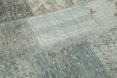 Kırk Yama Mavi Patchwork Pamuk Yün El Dokuma Halısı 217x217 Agacan