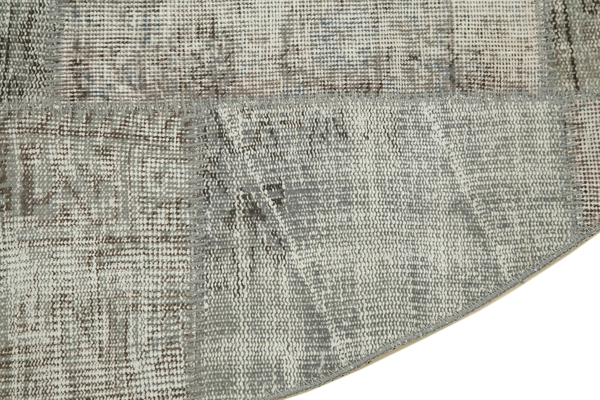 Kırk Yama Gri Patchwork Pamuk Yün El Dokuma Halısı 216x216 Agacan