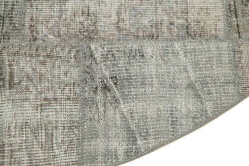 Kırk Yama Gri Patchwork Pamuk Yün El Dokuma Halısı 216x216 Agacan