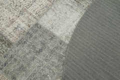 Kırk Yama Gri Patchwork Pamuk Yün El Dokuma Halısı 216x216 Agacan