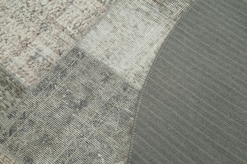 Kırk Yama Gri Patchwork Pamuk Yün El Dokuma Halısı 216x216 Agacan
