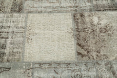 Kırk Yama Gri Patchwork Pamuk Yün El Dokuma Halısı 200x200 Agacan