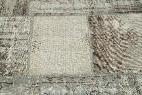 Kırk Yama Gri Patchwork Pamuk Yün El Dokuma Halısı 200x200 Agacan
