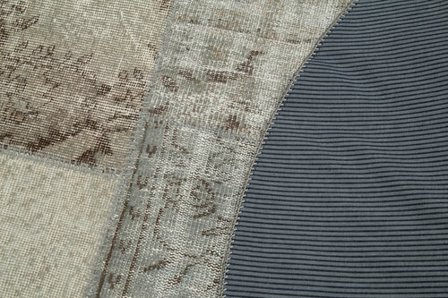 Kırk Yama Gri Patchwork Pamuk Yün El Dokuma Halısı 200x200 Agacan