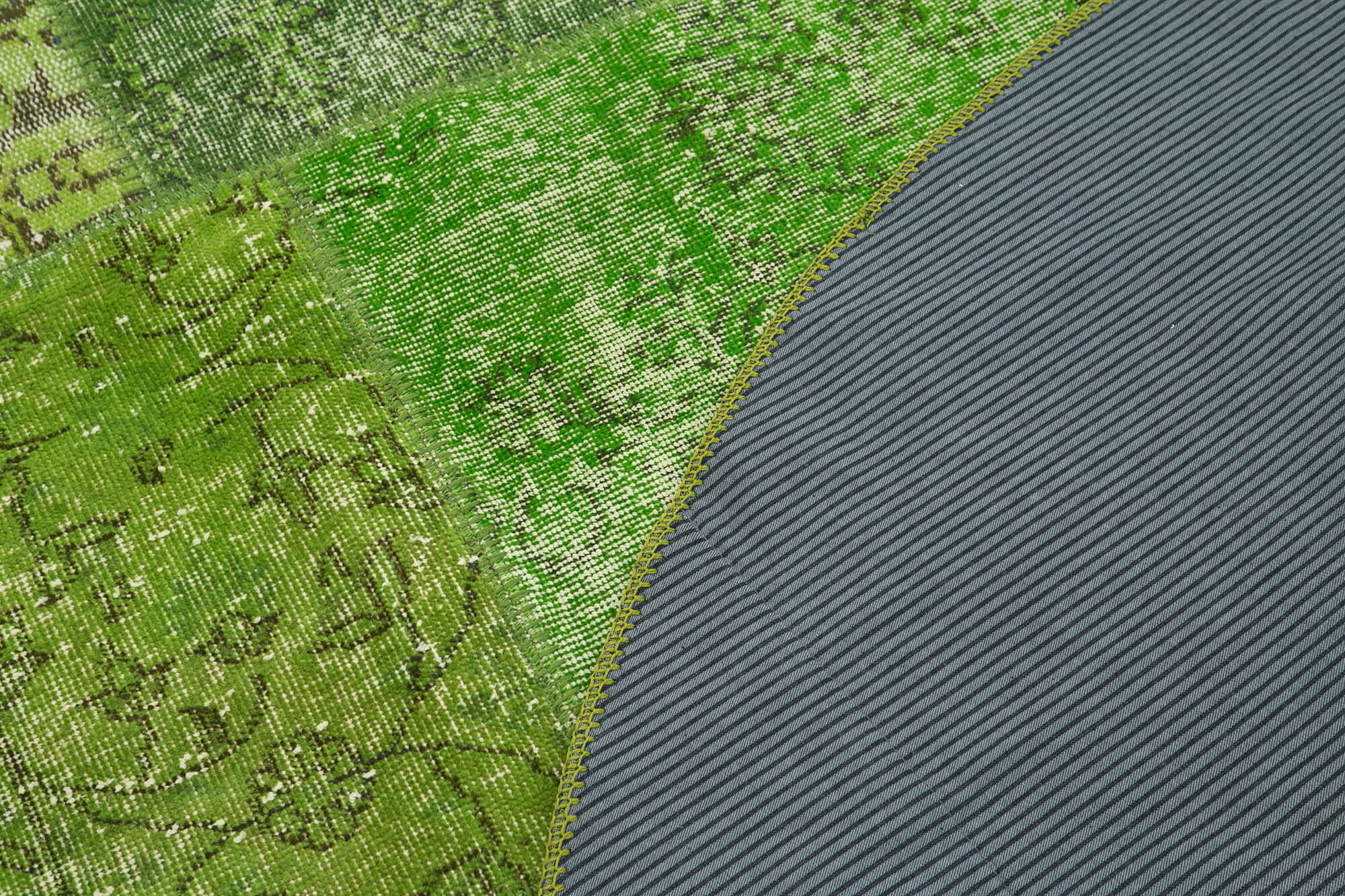 Kırk Yama Yeşil Patchwork Pamuk Yün El Dokuma Halısı 200x200 Agacan