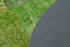 Kırk Yama Yeşil Patchwork Pamuk Yün El Dokuma Halısı 200x200 Agacan