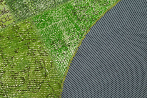 Kırk Yama Yeşil Patchwork Pamuk Yün El Dokuma Halısı 200x200 Agacan