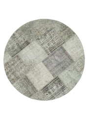 Kırk Yama Gri Patchwork Pamuk Yün El Dokuma Halısı 150x150 Agacan