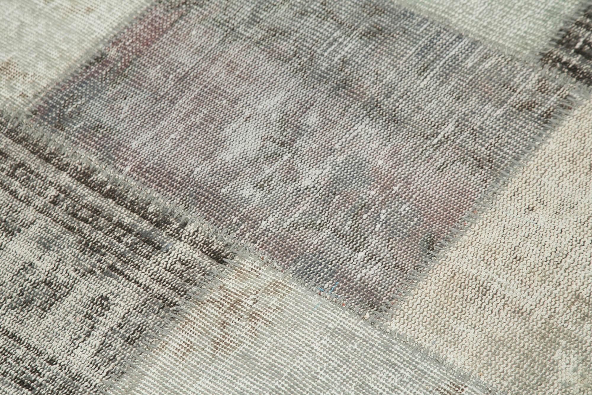 Kırk Yama Gri Patchwork Pamuk Yün El Dokuma Halısı 150x150 Agacan