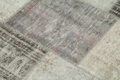 Kırk Yama Gri Patchwork Pamuk Yün El Dokuma Halısı 150x150 Agacan