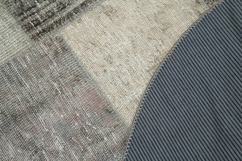 Kırk Yama Gri Patchwork Pamuk Yün El Dokuma Halısı 150x150 Agacan