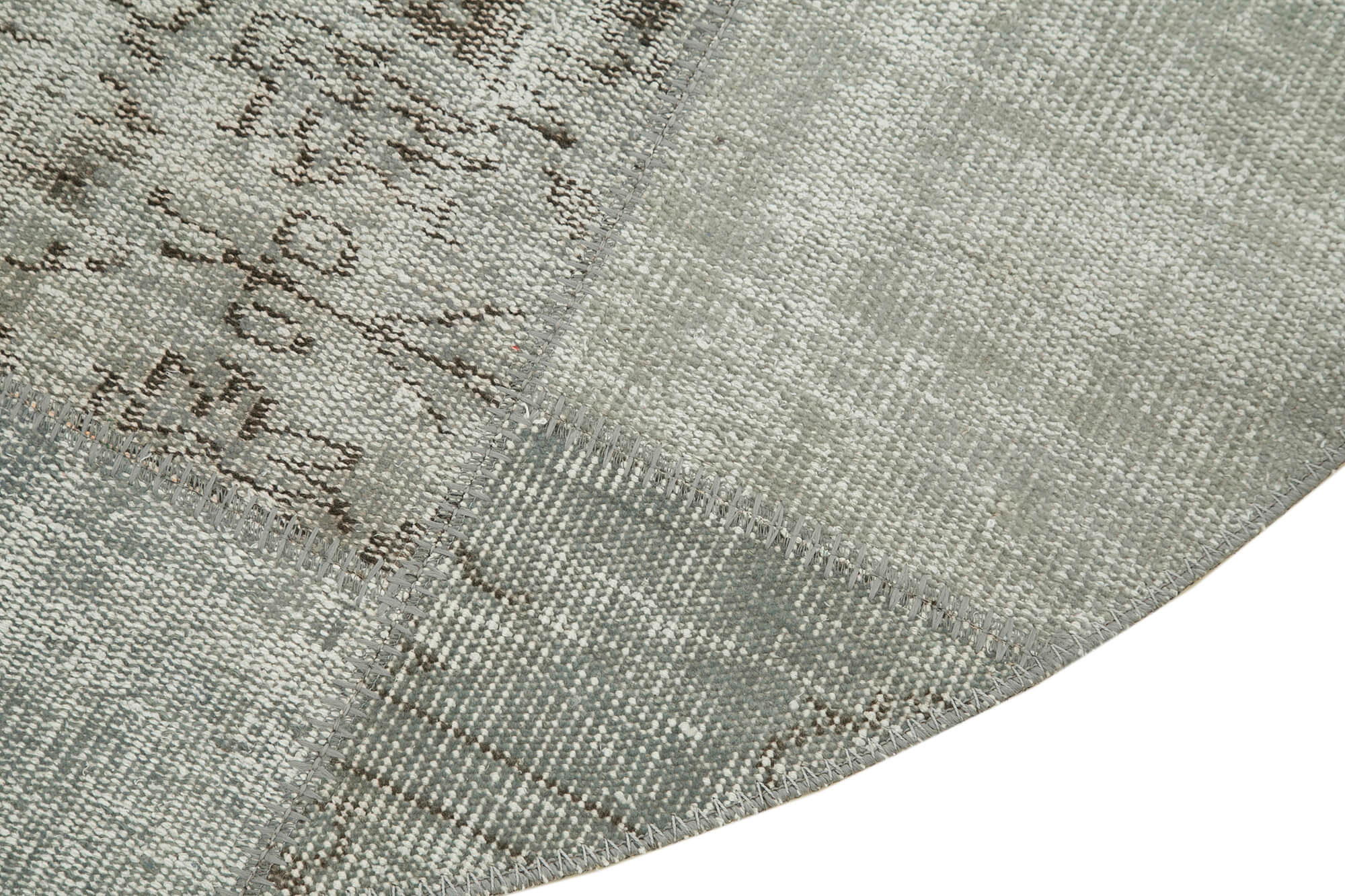 Kırk Yama Gri Patchwork Pamuk Yün El Dokuma Halısı 150x150 Agacan