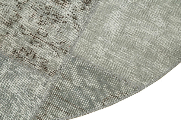 Kırk Yama Gri Patchwork Pamuk Yün El Dokuma Halısı 150x150 Agacan