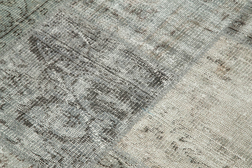 Kırk Yama Gri Patchwork Pamuk Yün El Dokuma Halısı 150x150 Agacan