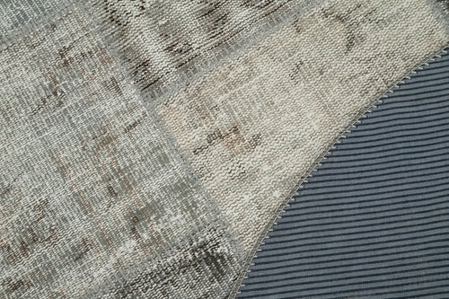 Kırk Yama Gri Patchwork Pamuk Yün El Dokuma Halısı 150x150 Agacan