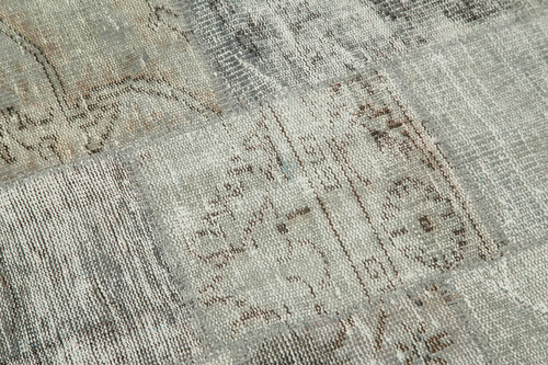 Kırk Yama Gri Patchwork Pamuk Yün El Dokuma Halısı 150x150 Agacan