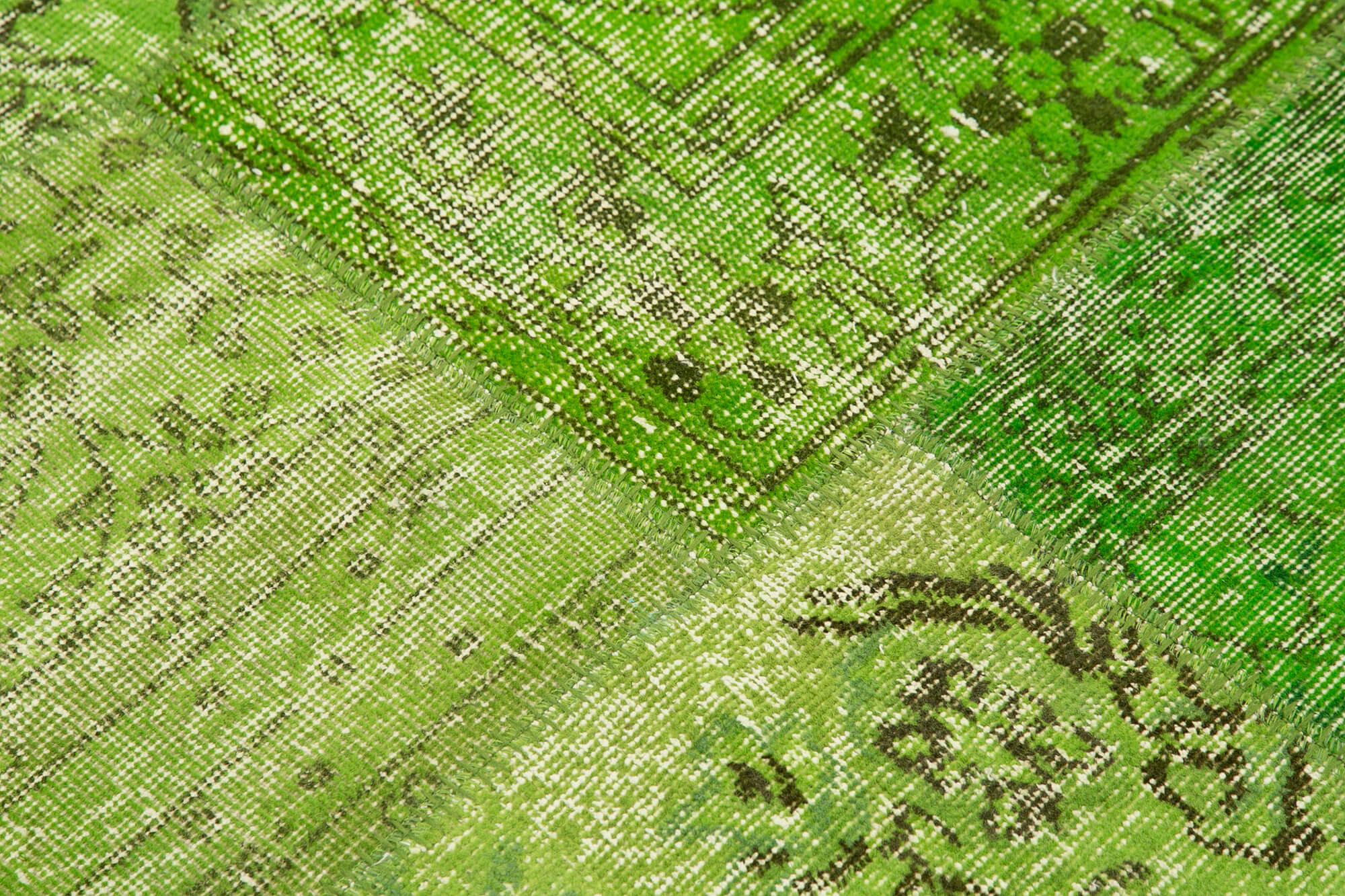 Kırk Yama Yeşil Patchwork Pamuk Yün El Dokuma Halısı 150x150 Agacan