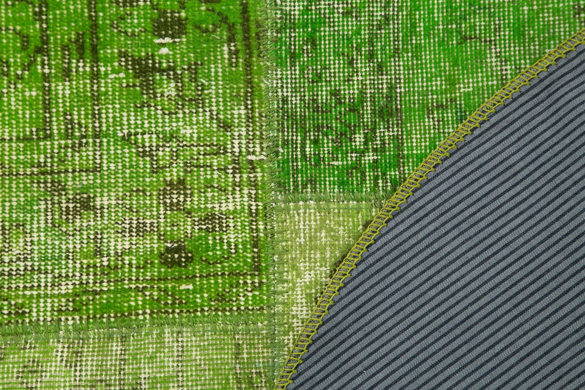 Kırk Yama Yeşil Patchwork Pamuk Yün El Dokuma Halısı 150x150 Agacan