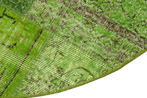 Kırk Yama Yeşil Patchwork Pamuk Yün El Dokuma Halısı 150x150 Agacan