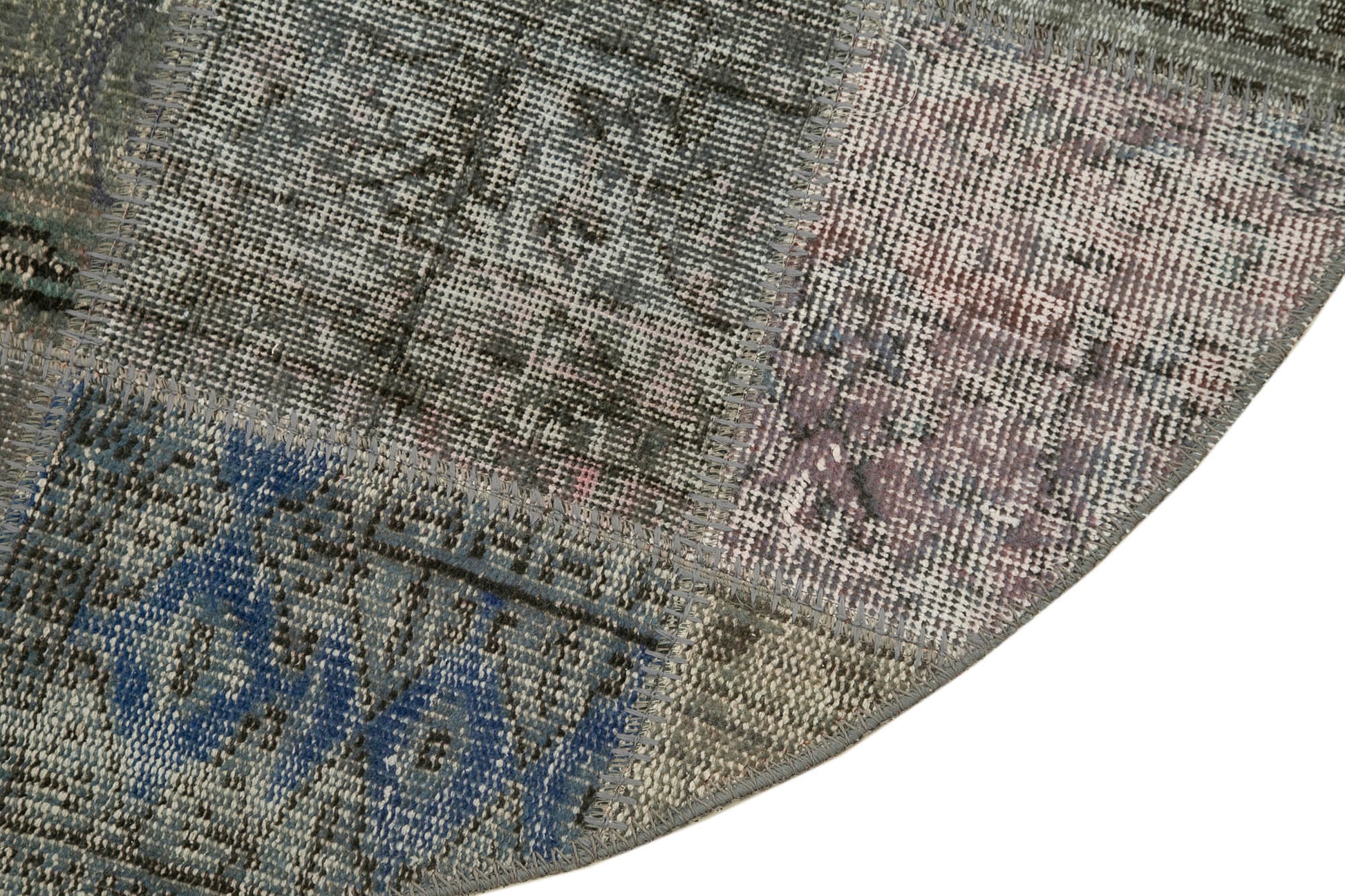 Kırk Yama Gri Patchwork Pamuk Yün El Dokuma Halısı 146x146 Agacan