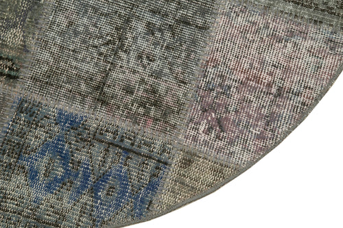 Kırk Yama Gri Patchwork Pamuk Yün El Dokuma Halısı 146x146 Agacan