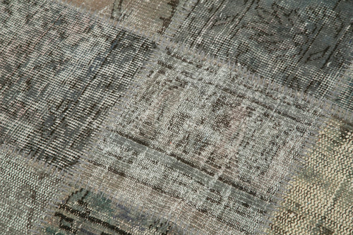 Kırk Yama Gri Patchwork Pamuk Yün El Dokuma Halısı 146x146 Agacan