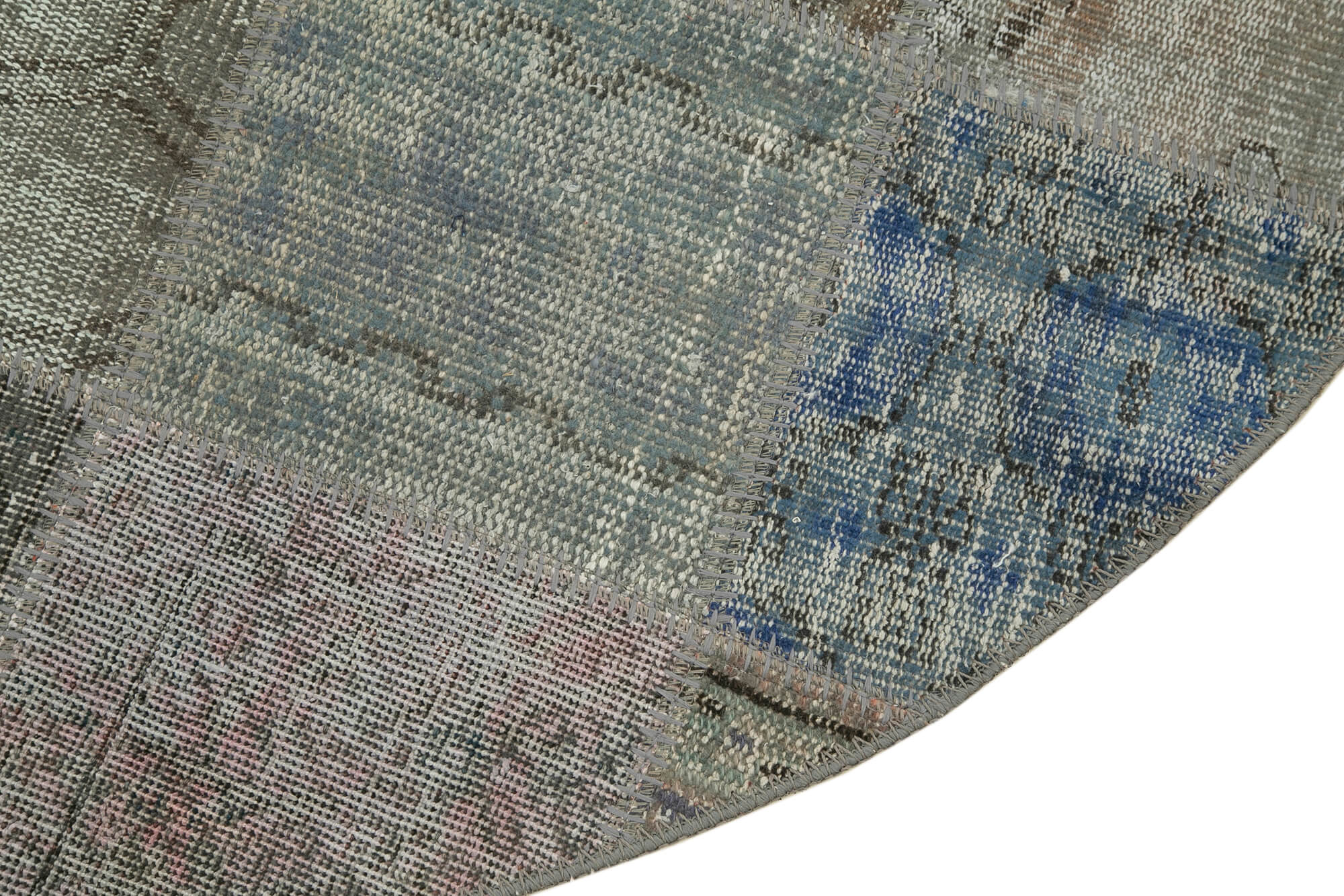 Kırk Yama Gri Patchwork Pamuk Yün El Dokuma Halısı 146x146 Agacan