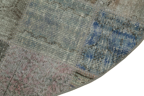 Kırk Yama Gri Patchwork Pamuk Yün El Dokuma Halısı 146x146 Agacan