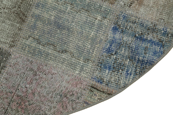 Kırk Yama Gri Patchwork Pamuk Yün El Dokuma Halısı 146x146 Agacan