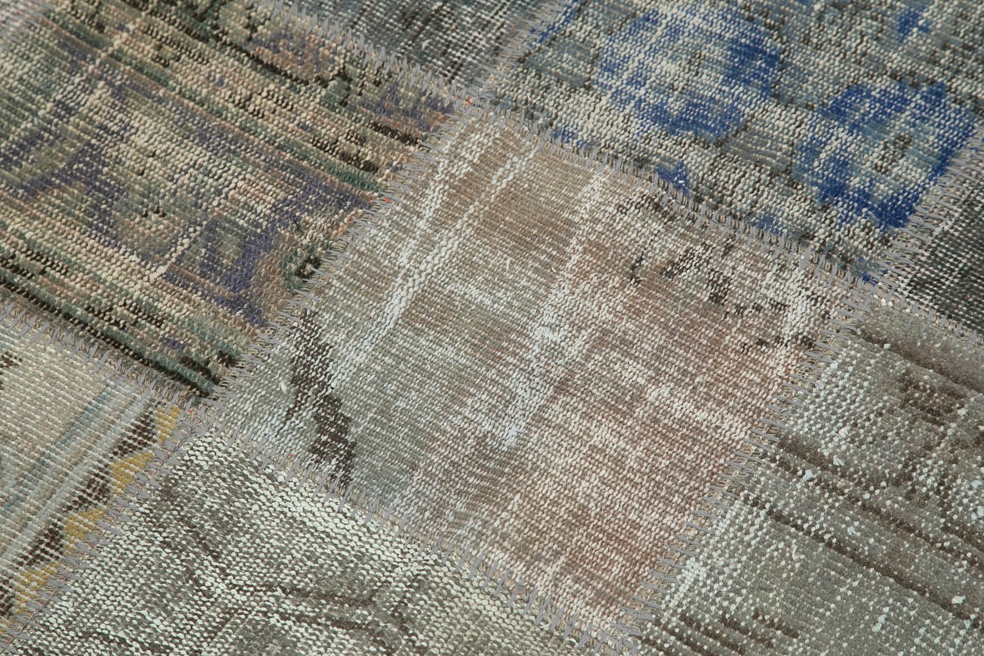 Kırk Yama Gri Patchwork Pamuk Yün El Dokuma Halısı 146x146 Agacan