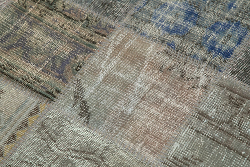 Kırk Yama Gri Patchwork Pamuk Yün El Dokuma Halısı 146x146 Agacan