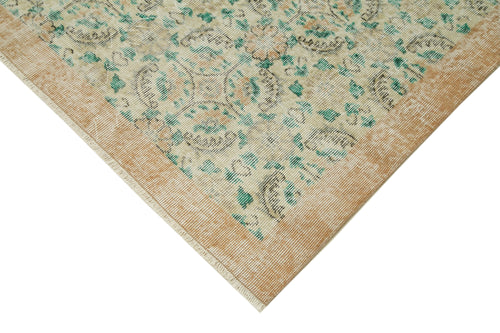 Vintage Bej Eskitme Pamuk Yün El Dokuma Halısı 212x308 Agacan