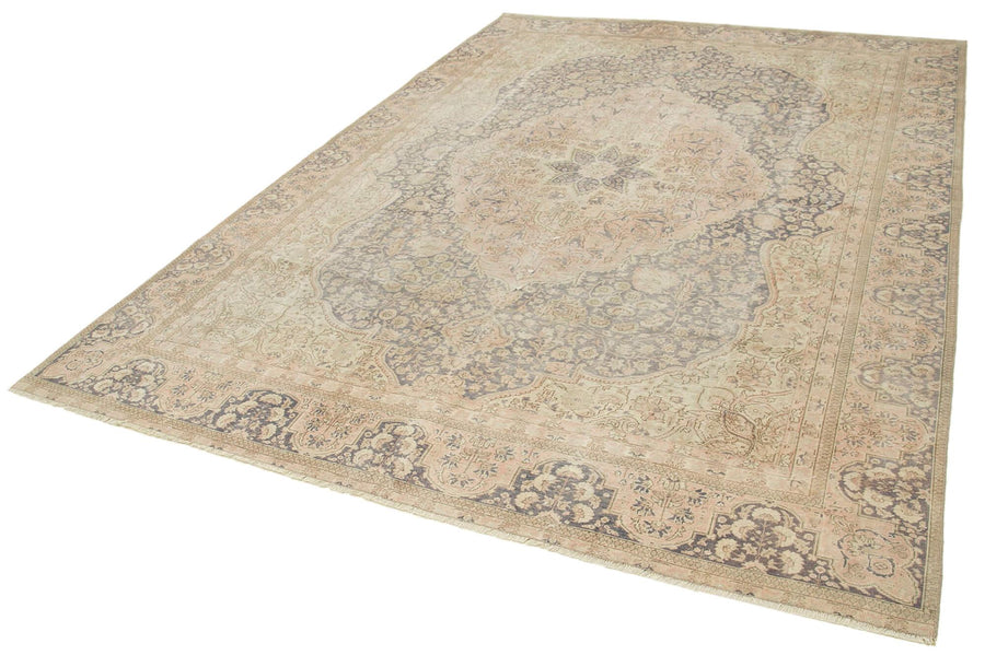 Kayseri Vintage Bej Eskitme Pamuk Yün El Dokuma Halısı 224x314 Agacan