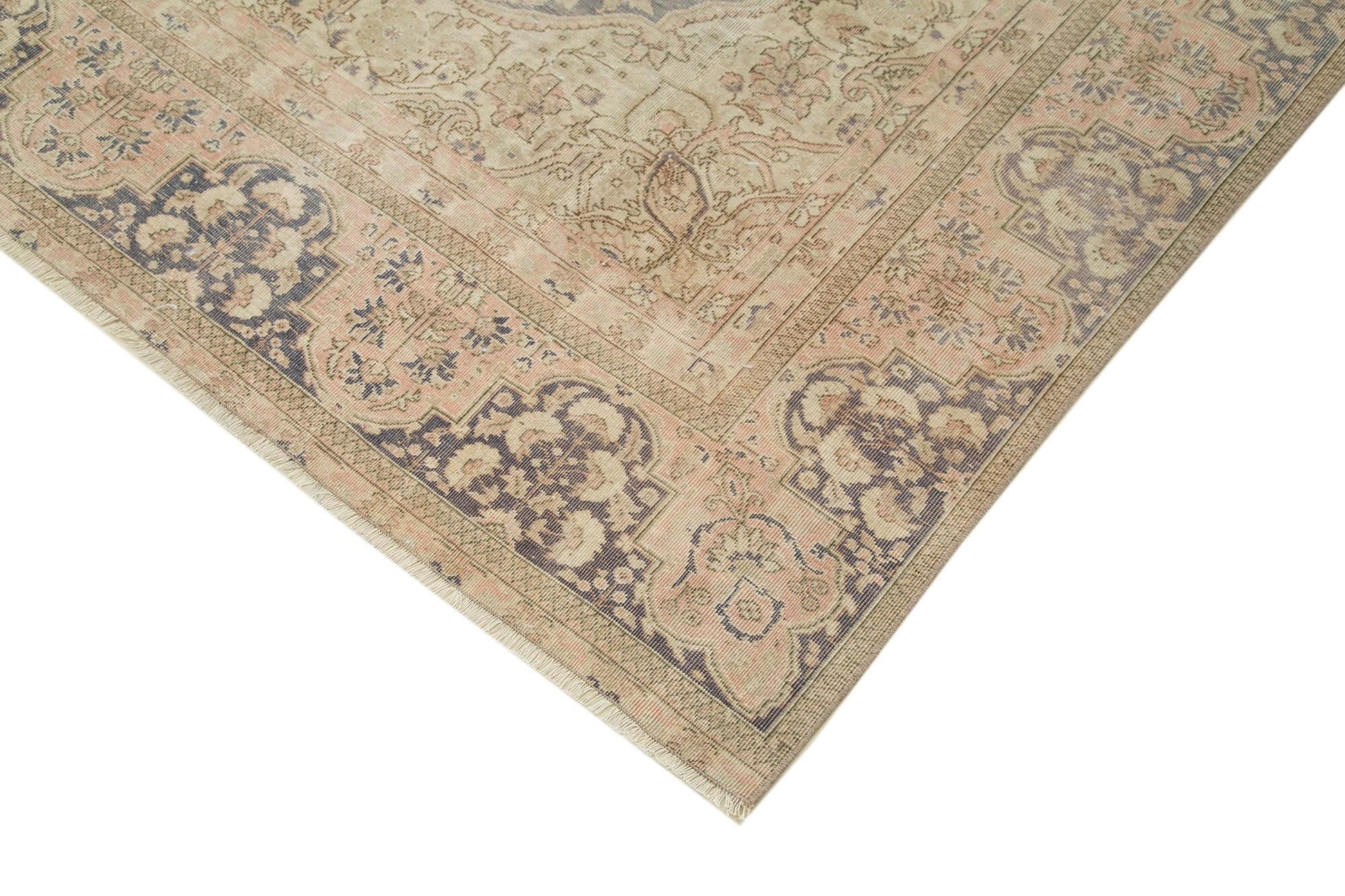 Kayseri Vintage Bej Eskitme Pamuk Yün El Dokuma Halısı 224x314 Agacan