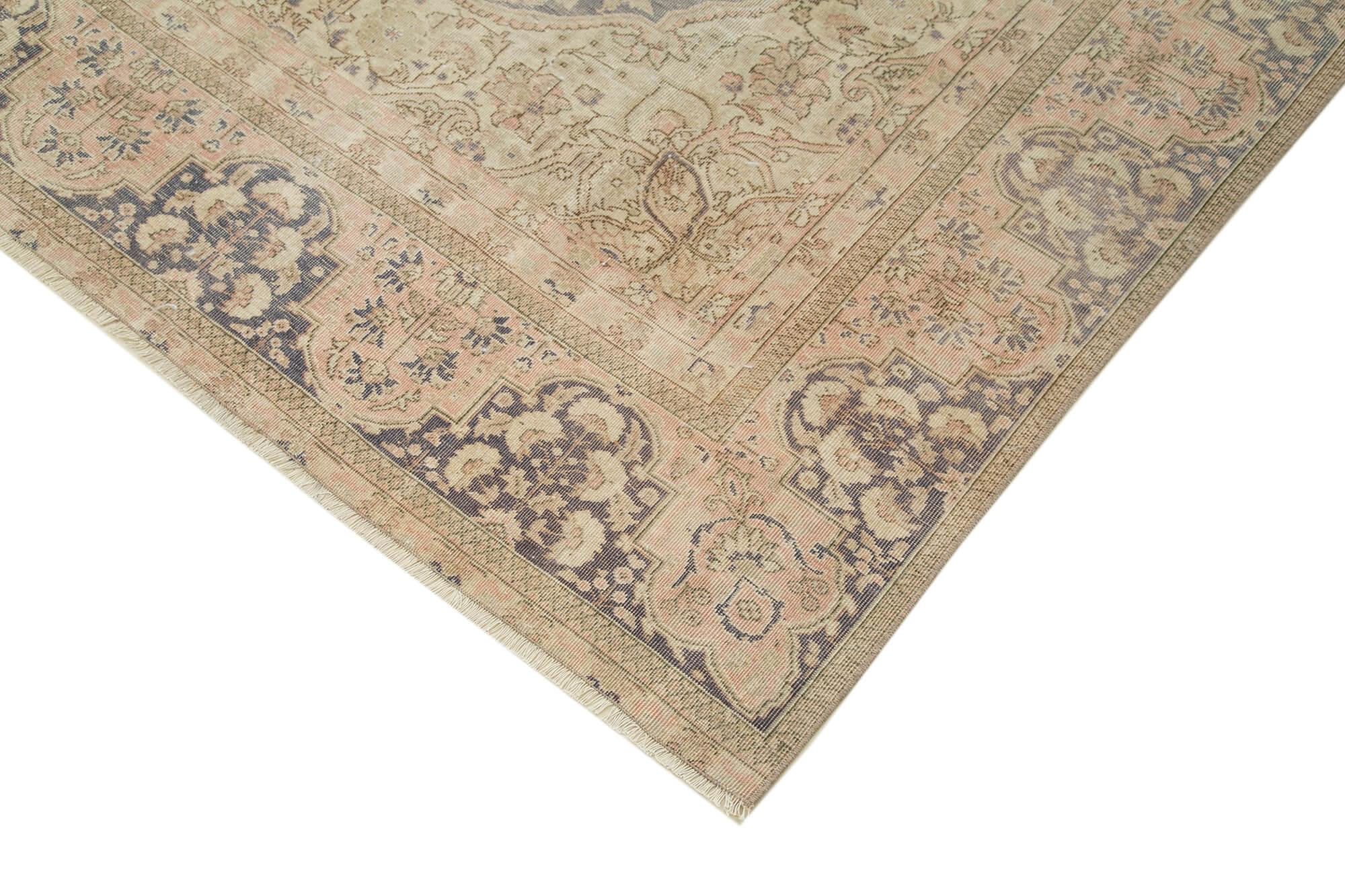 Kayseri Vintage Bej Eskitme Pamuk Yün El Dokuma Halısı 224x314 Agacan