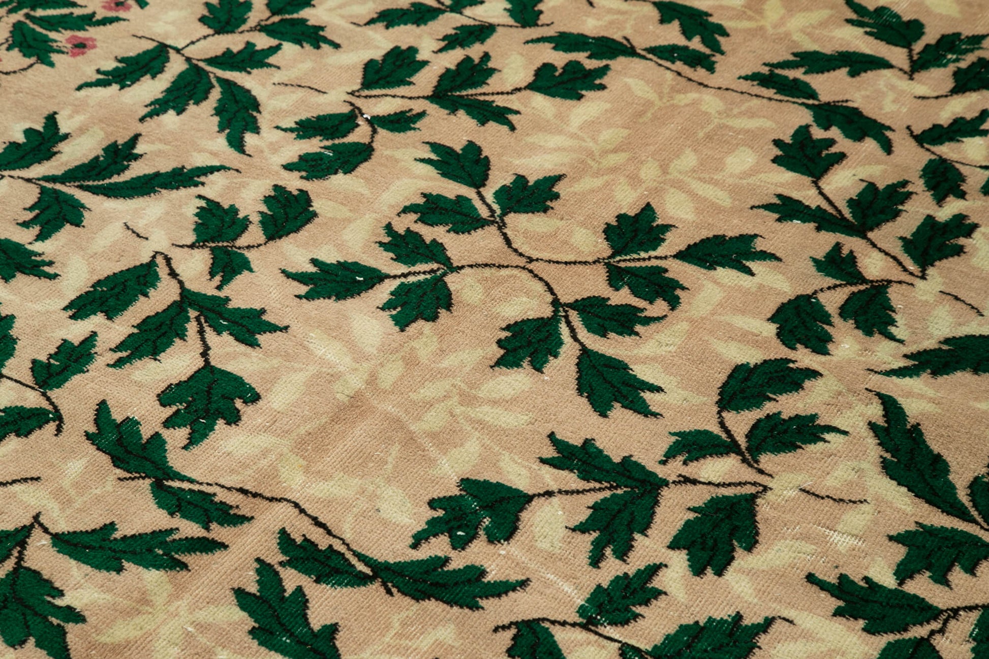 Vintage Bej Eskitme Pamuk Yün El Dokuma Halısı 210x310 Agacan