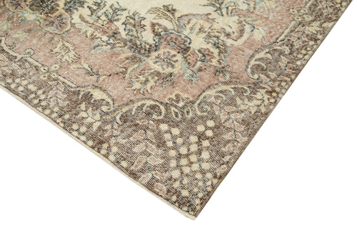 Vintage Bej Eskitme Pamuk Yün El Dokuma Halısı 206x340 Agacan