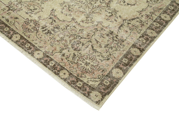 Vintage Bej Eskitme Pamuk Yün El Dokuma Halısı 207x318 Agacan