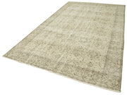 Vintage Bej Eskitme Pamuk Yün El Dokuma Halısı 202x322 Agacan