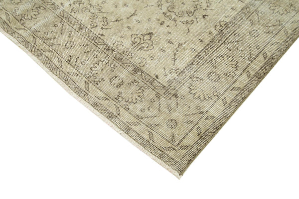 Vintage Bej Eskitme Pamuk Yün El Dokuma Halısı 202x322 Agacan