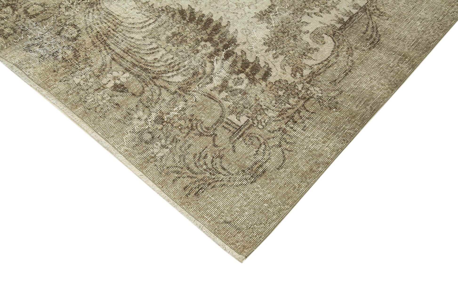 Vintage Bej Eskitme Pamuk Yün El Dokuma Halısı 208x328 Agacan