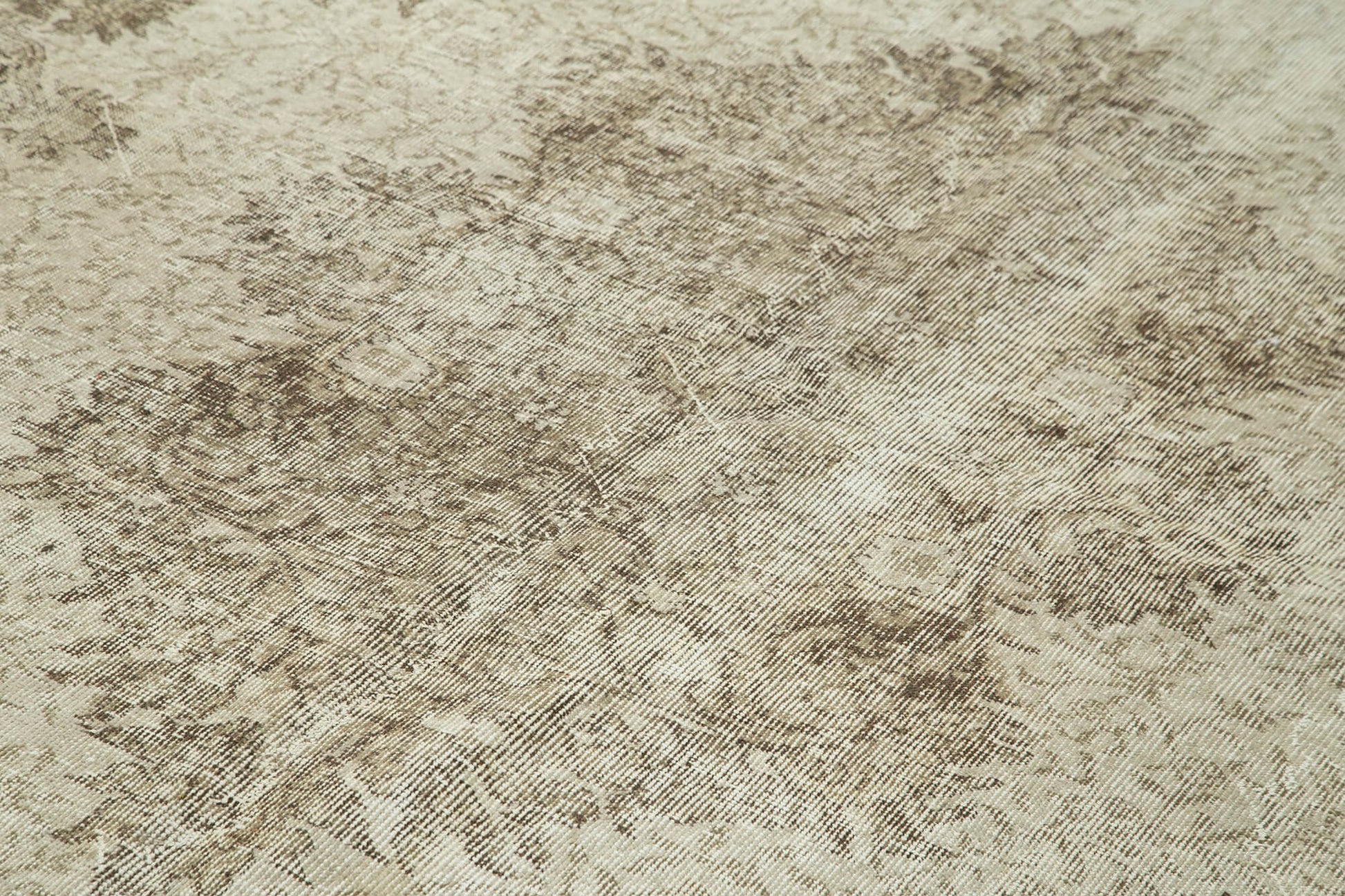 Vintage Bej Eskitme Pamuk Yün El Dokuma Halısı 208x328 Agacan