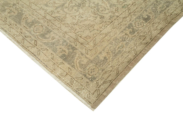 Vintage Bej Eskitme Pamuk Yün El Dokuma Halısı 207x320 Agacan